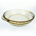 Wholesale  High  borosilicate glass cookware  Round Brown Clear Glass plate